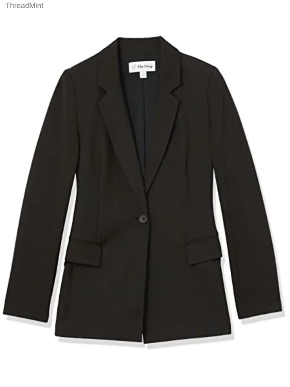 Women's Longline Linen Blazer Single Button Notched Collar